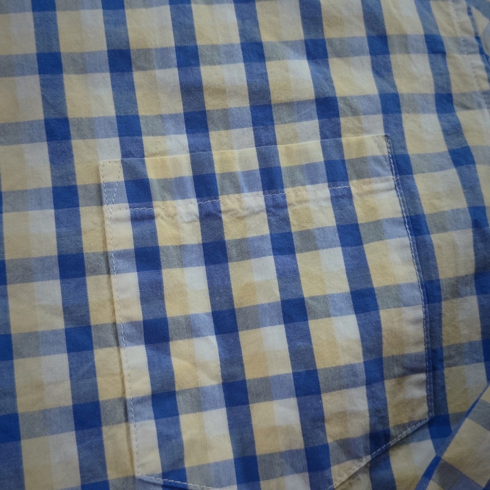 J Crew Flex Washed Shirt XL Slim Untucked Blue Yellow‎ Check Long Sleeve Button - Picture 2 of 8